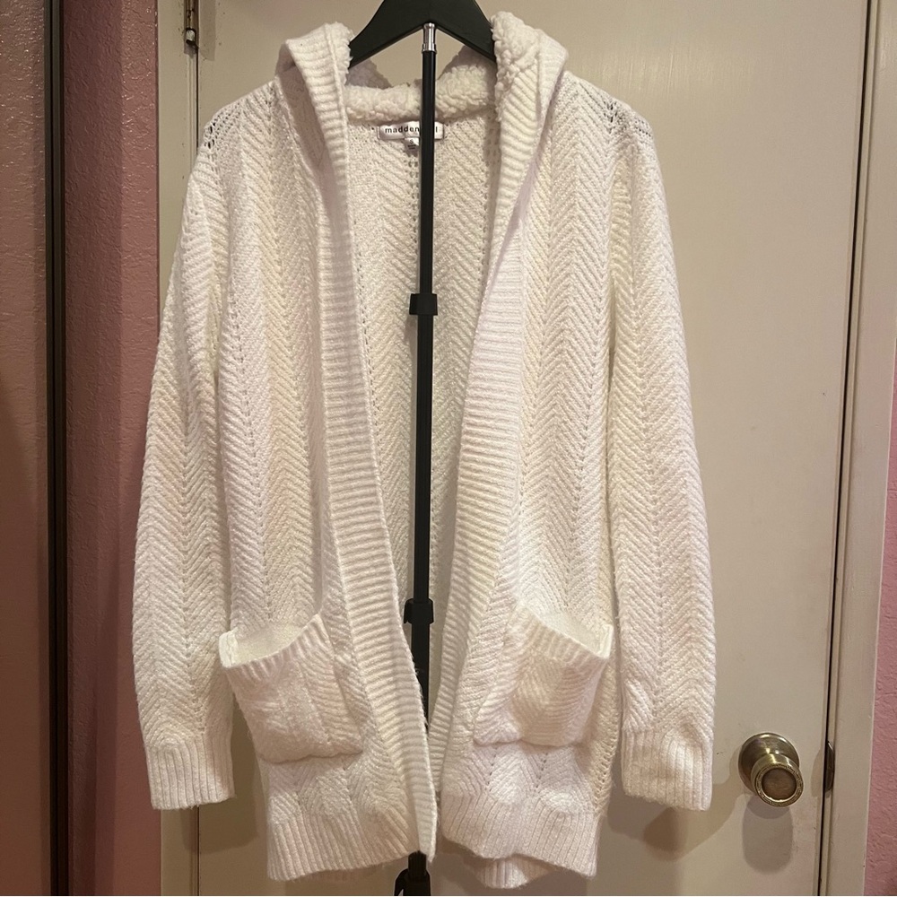 Madden Girl Cream Hooded Cardigan